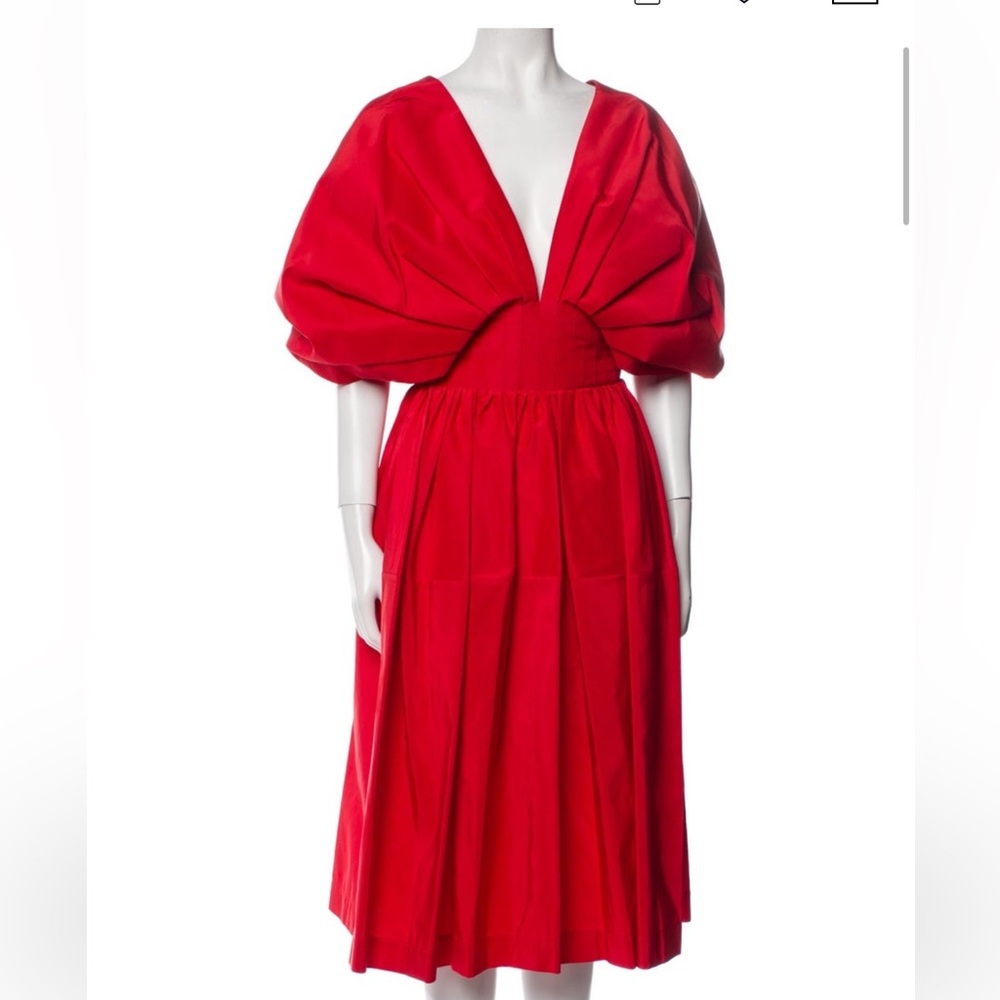 ALEXANDER MCQUEEN Cocoon Gown Dress In Valentine Red Size 8/10  M L Large 44 - Picture 14 of 16